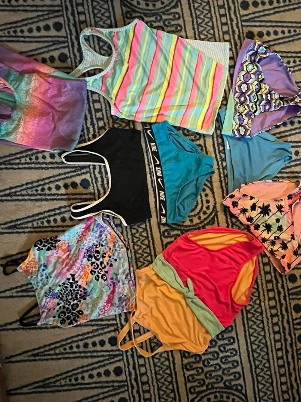Girls' Swim Briefs and Assorted Multi‑Color Bikini Tops 9 pieces